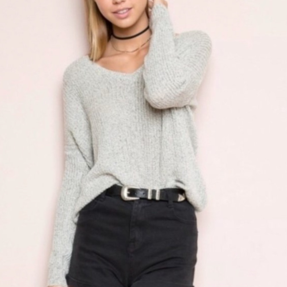 Brandy Melville Oversized Heather V-Neck Sweater